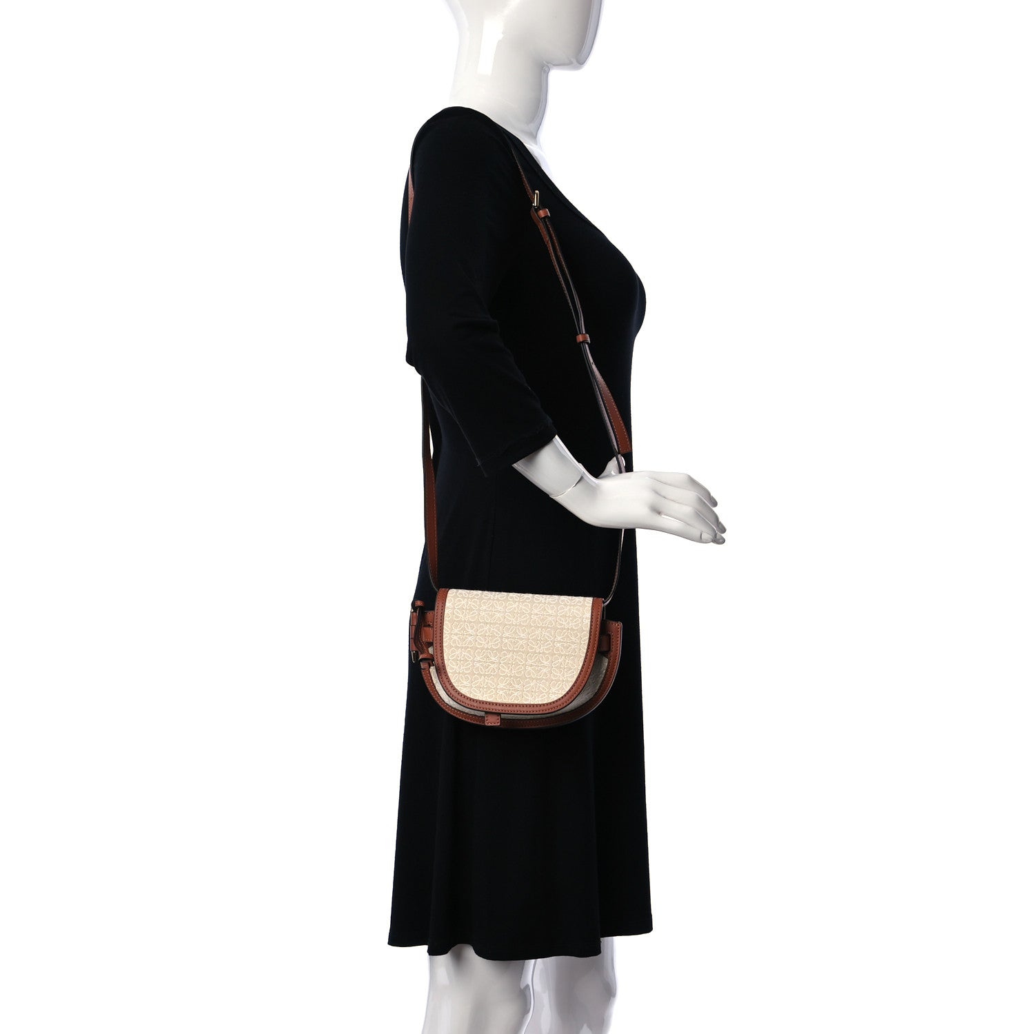 Loewe Calfskin Canvas Anagram Mini Gate Dual Bag Ecru Tan 2 of 10