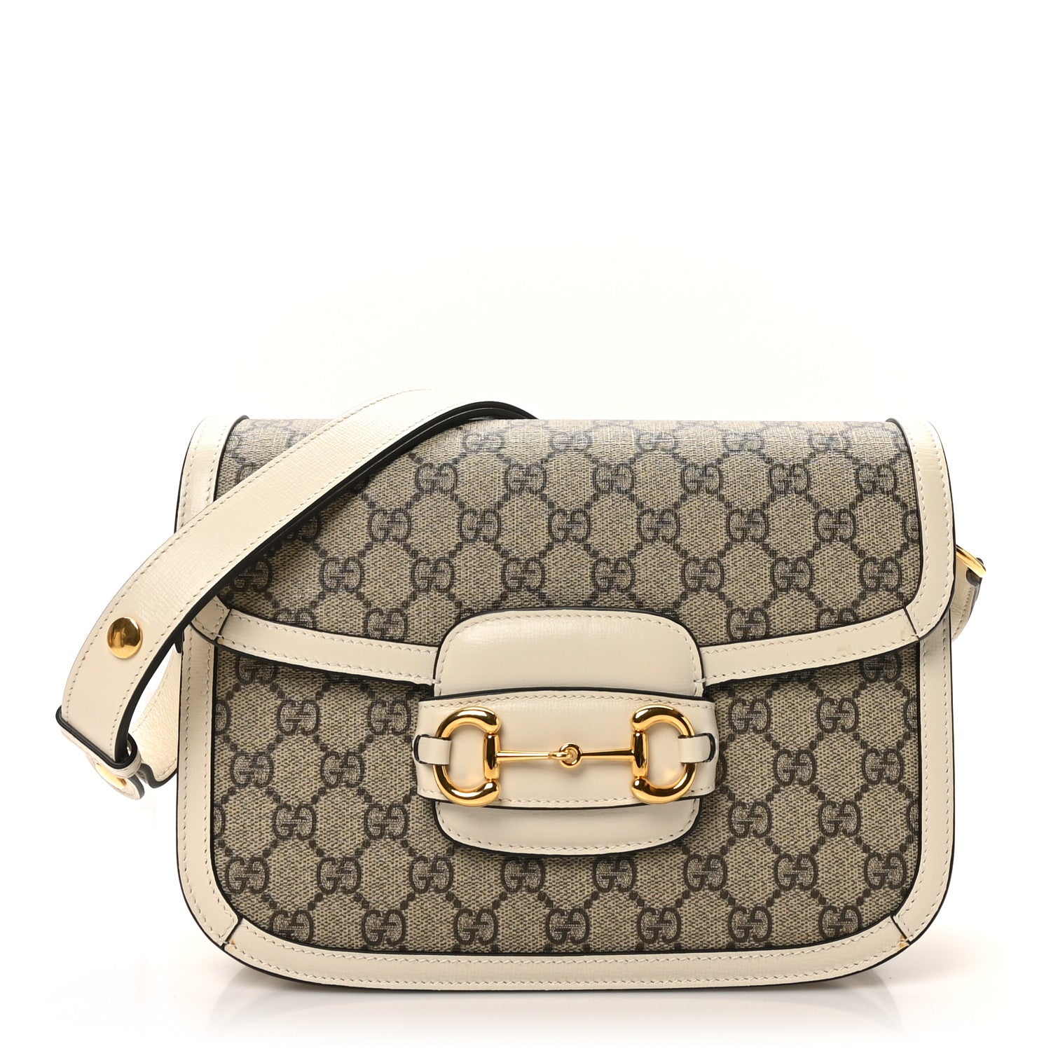 Gucci GG Supreme Monogram Horsebit 1955 Shoulder Bag Beige Mystic White 1 of 10