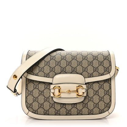 Gucci GG Supreme Monogram Horsebit 1955 Shoulder Bag Beige Mystic White 1 of 10