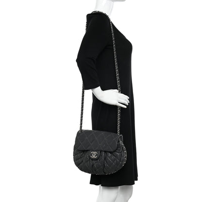 Chanel Washed Lambskin Quilted Medium Chain Around Messenger Dark Grey 2 of 14