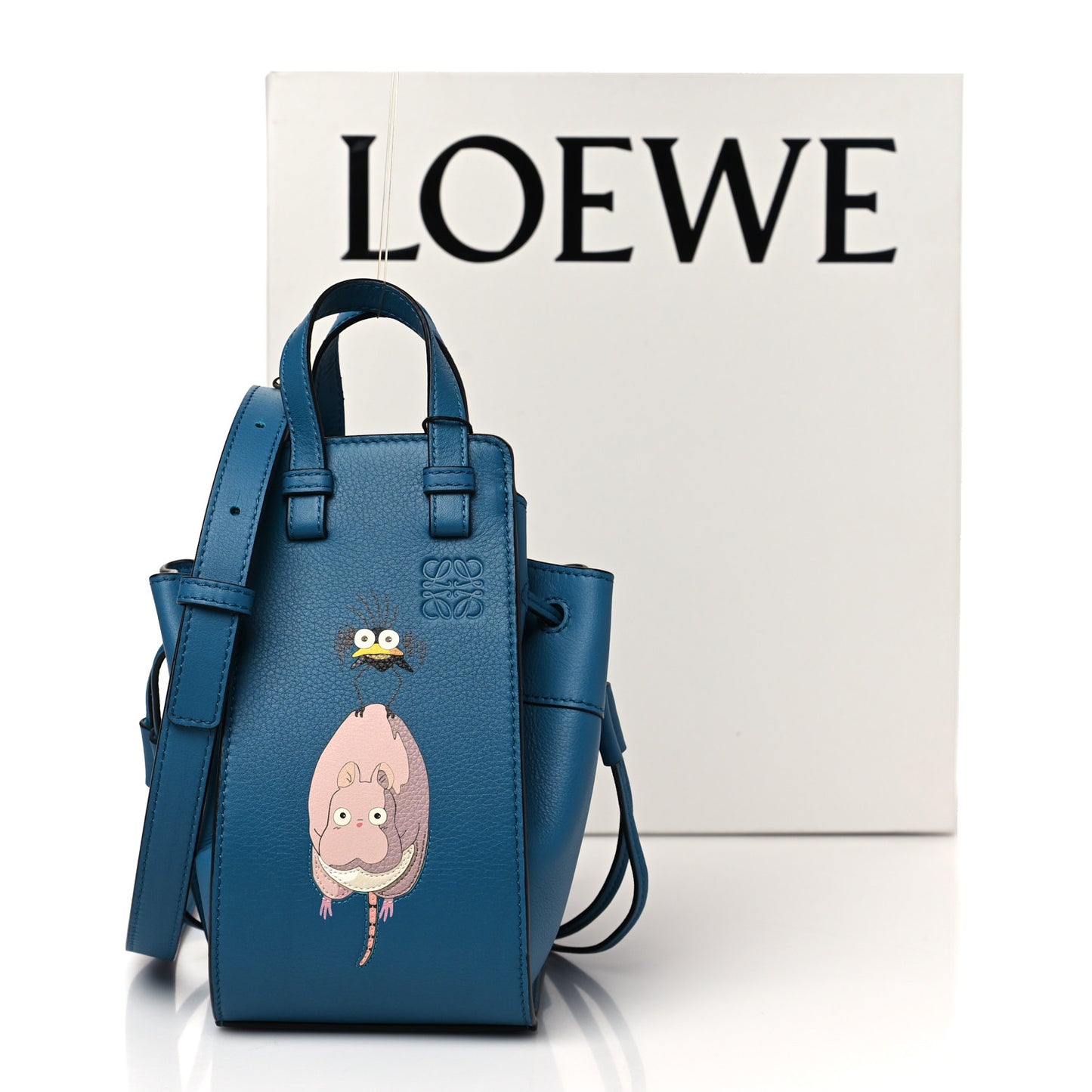 X SPIRITED AWAY Calfskin Bo Mouse Mini Hammock Shoulder Bag Lagoon Blue