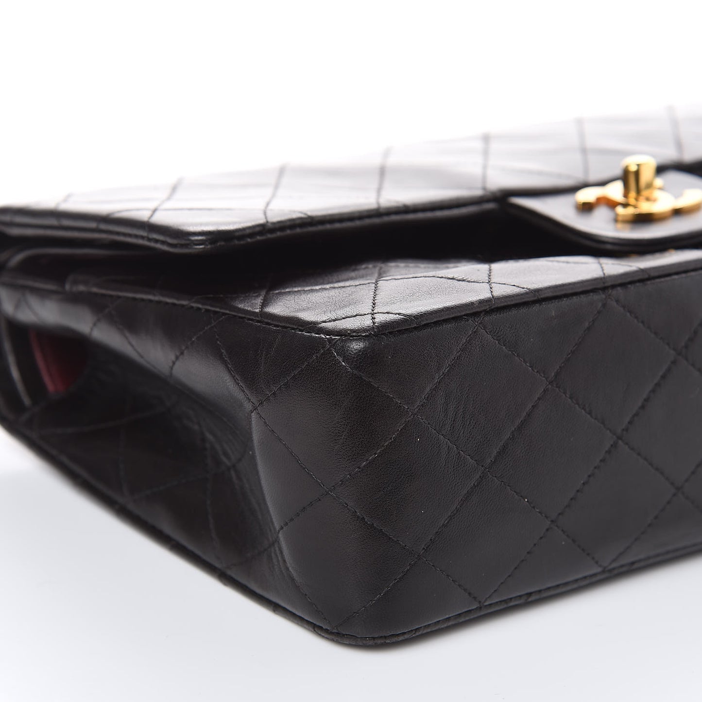 Lambskin Quilted Medium Double Flap Black
