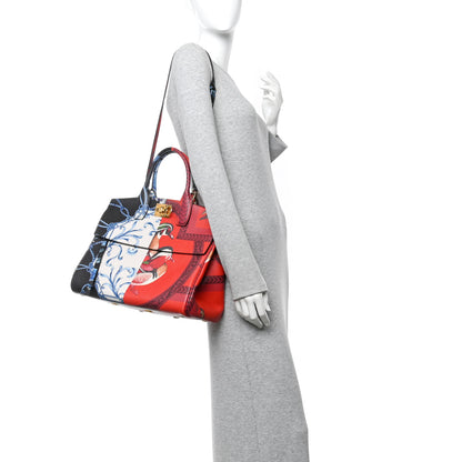 Salvatore Ferragamo Calfskin Elisabetta Piccolo Print Large The Studio Bag Red Multicolor 2 of 12