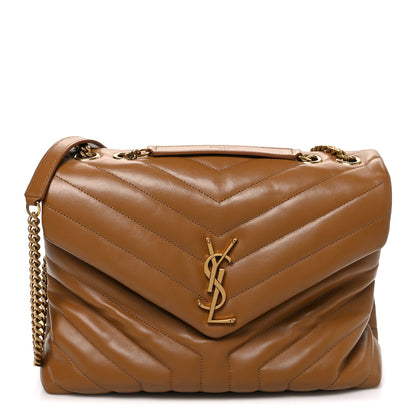 Saint Laurent Calfskin Y Quilted Monogram Medium Loulou Chain Satchel Dark Natural 1 of 11