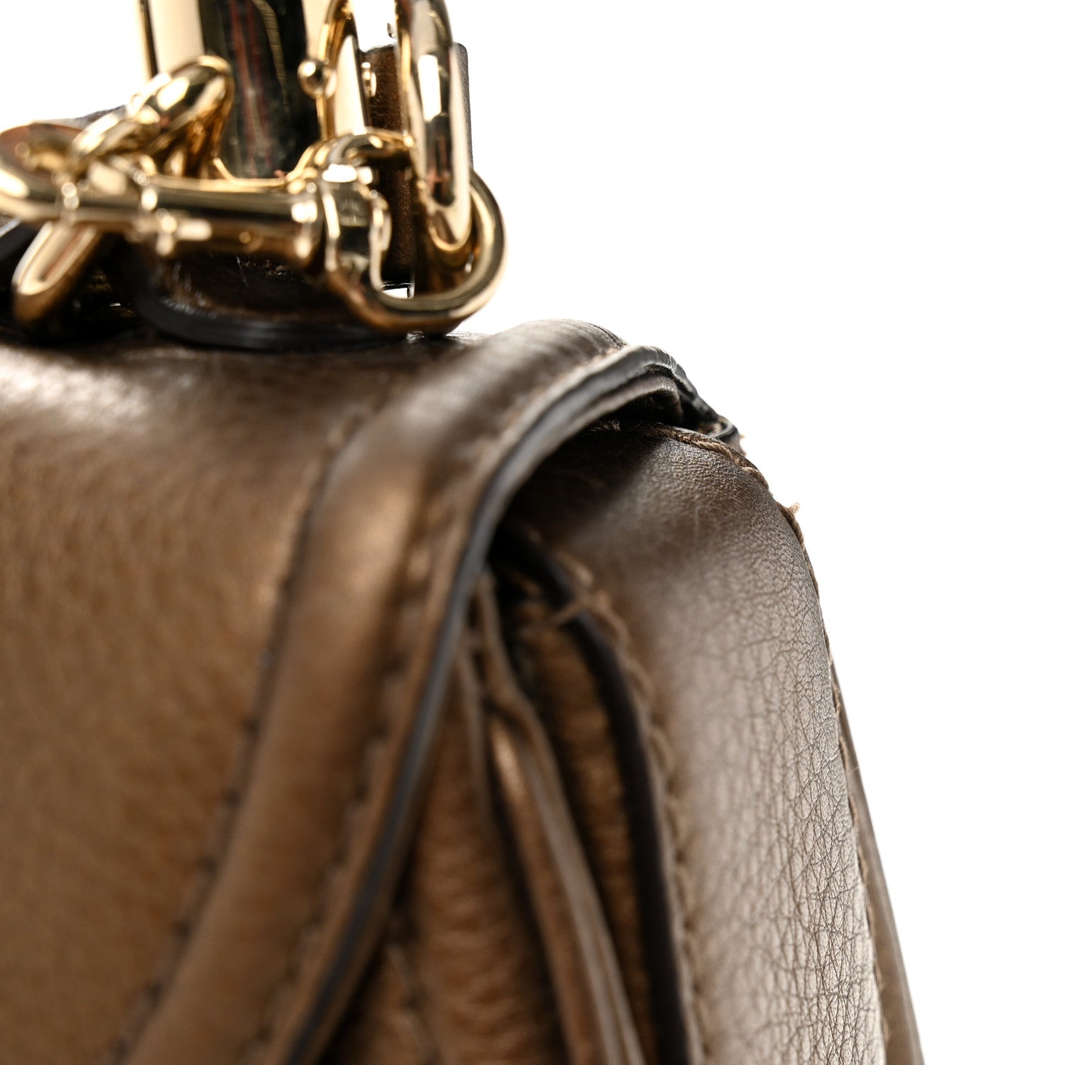 Gucci Metallic Calfskin Medium New Bamboo Top Handle Bag Bronze 14 of 16