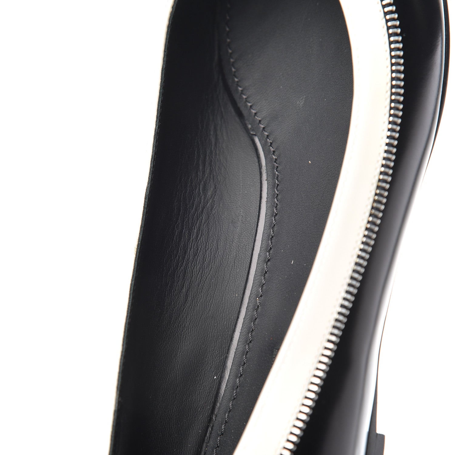 Louis Vuitton Patent Calfskin Zipper Ballerina Flats 37.5 Black White 16 of 17