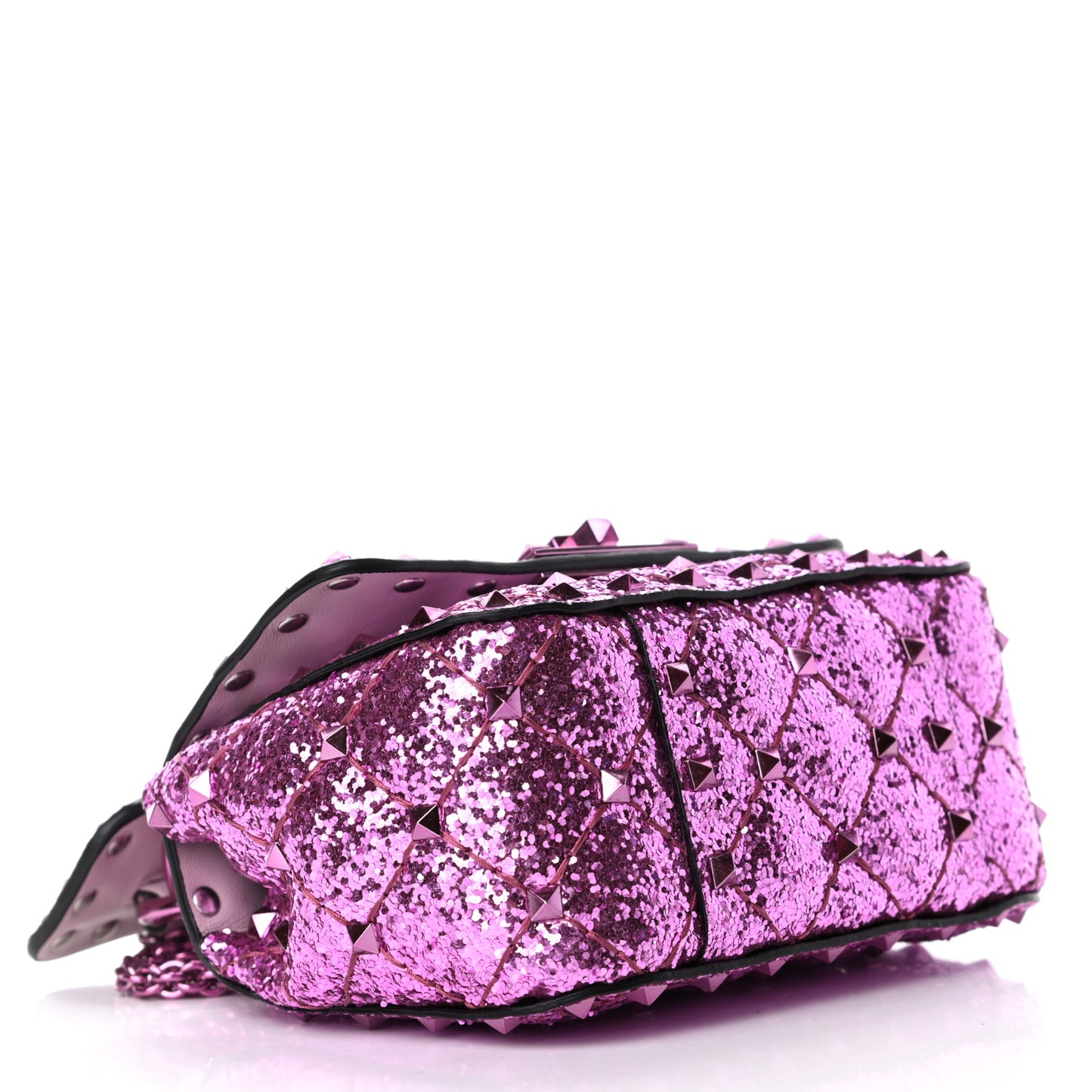 Glitter Micro Rockstud Spike Shoulder Bag Water Lilac
