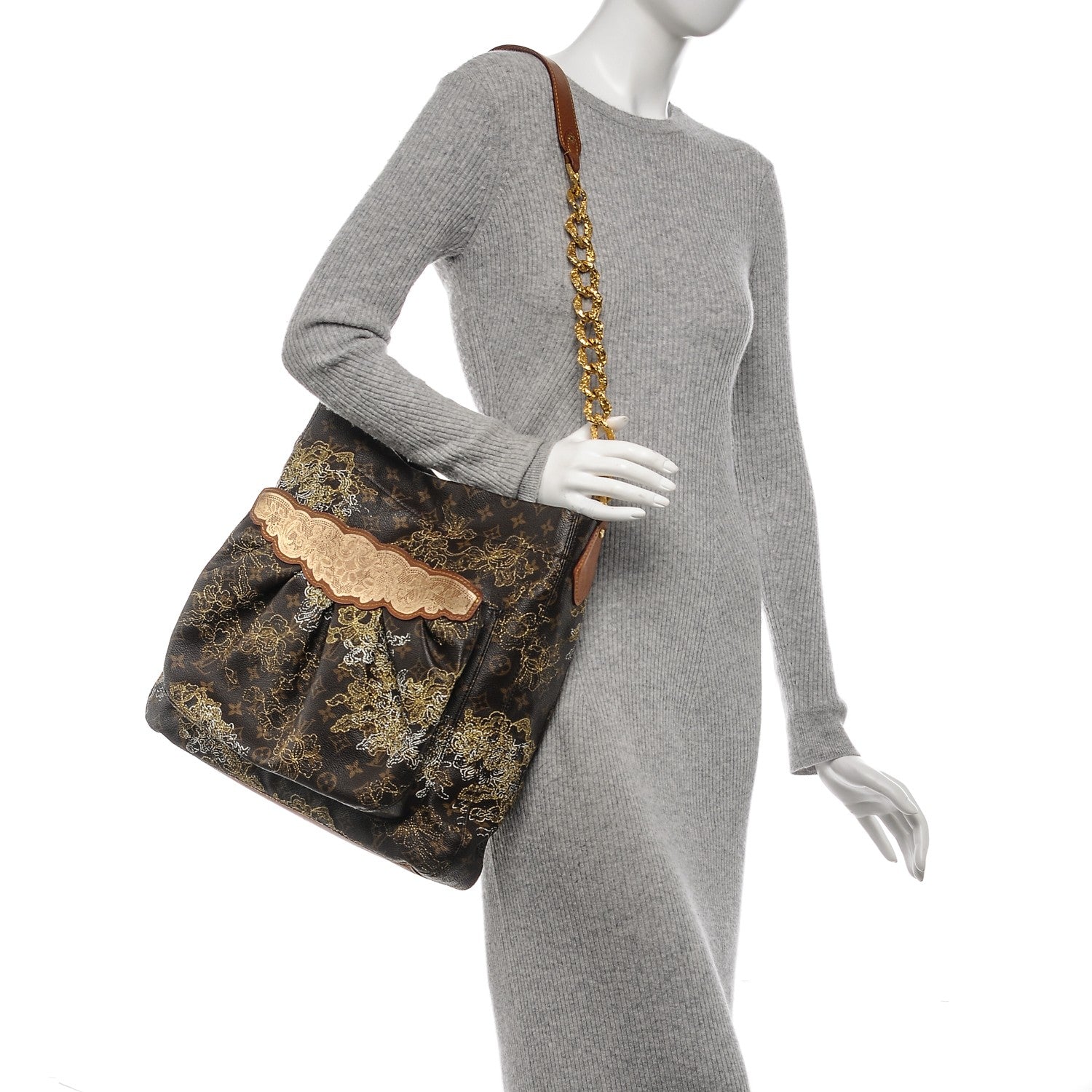 Louis Vuitton Monogram Dentelle Fersen Gold 2 of 10