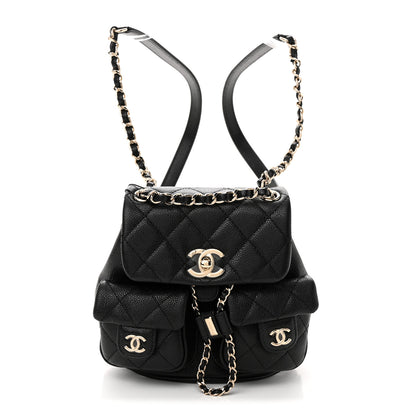 Chanel Shiny Caviar Quilted Small Duma Pockets Drawstring Backpack Black 1 of 10