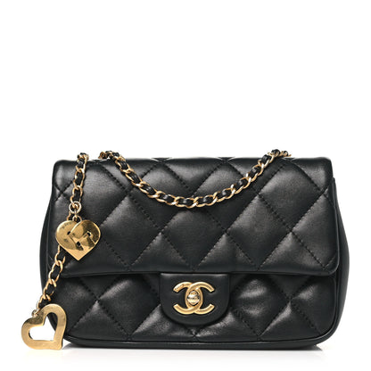 Chanel Lambskin Quilted Mini Heart Charms Flap Black 1 of 10