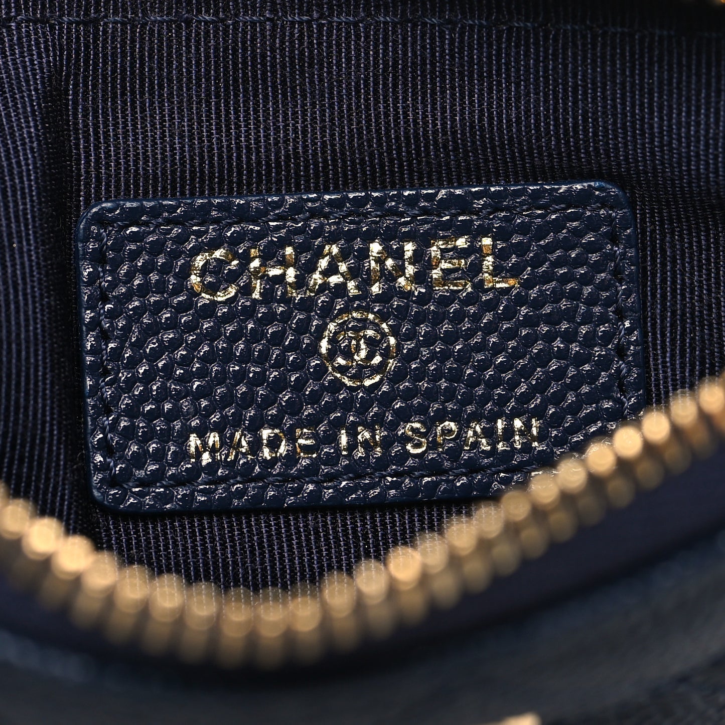 Caviar Quilted Small Cosmetic Case Navy Blue