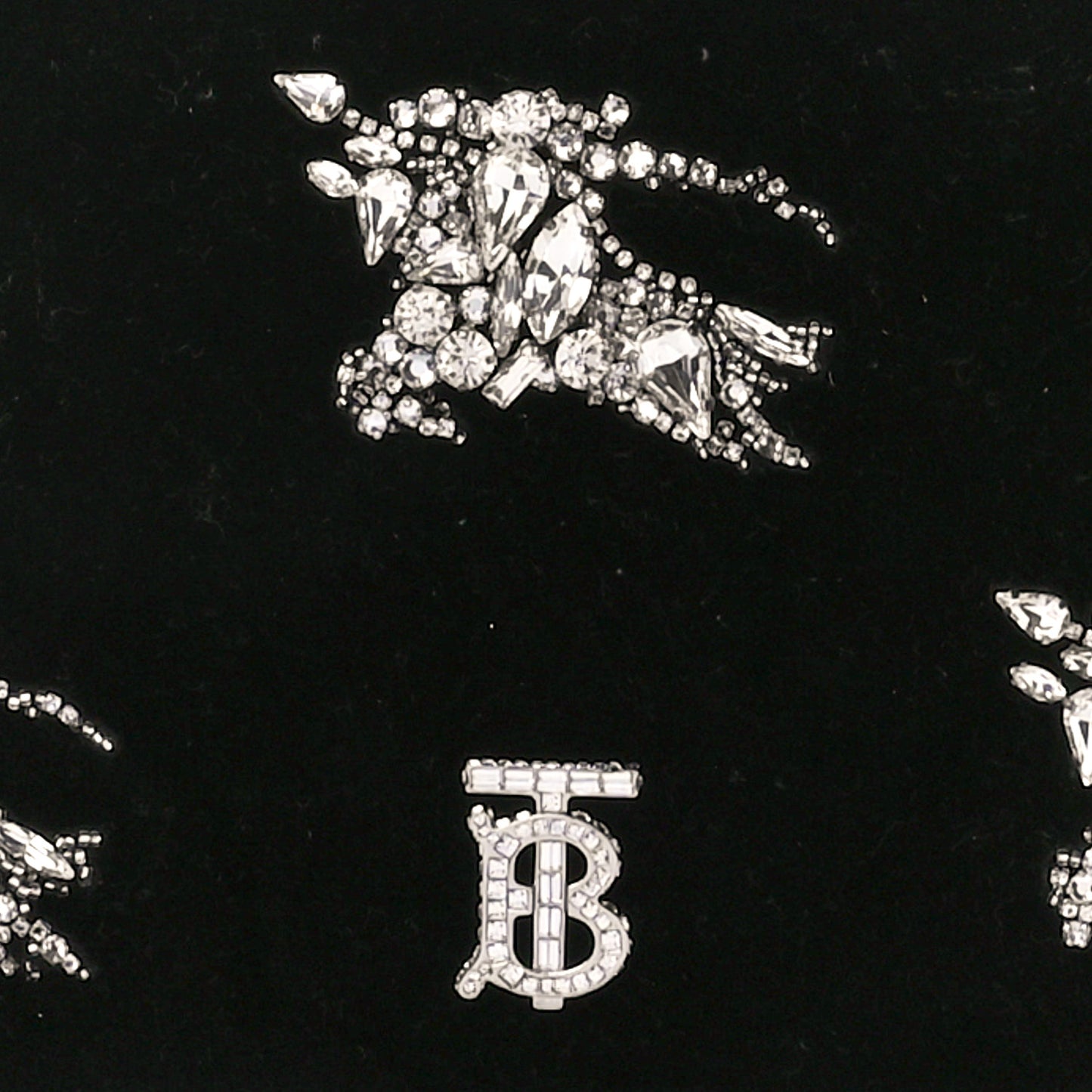 Velvet Crystal TB Equestrian Knight Shoulder Bag Black