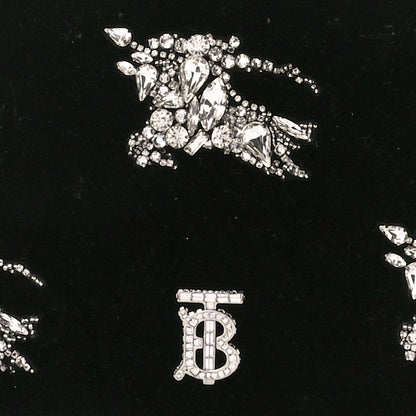 Burberry Velvet Crystal TB Equestrian Knight Shoulder Bag Black 7 of 9