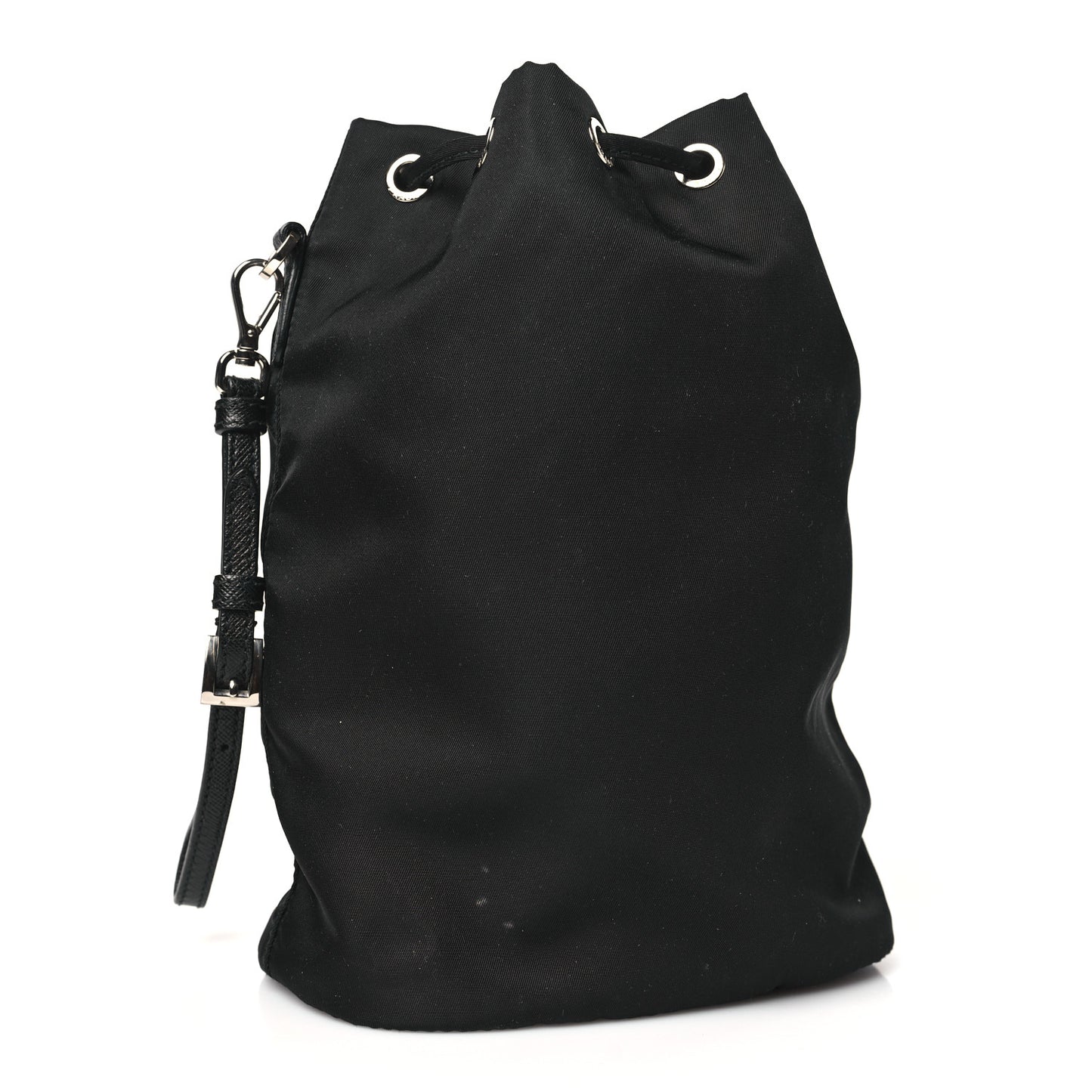 Re-Nylon Saffiano Bucket Wristlet Black