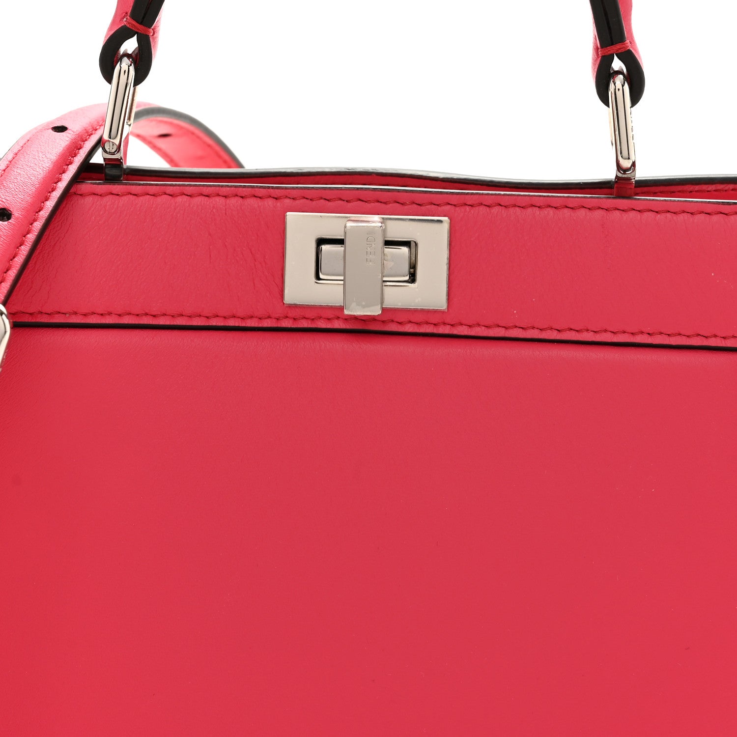 Fendi Shiny Nappa Petite Peekaboo I SEE U Satchel Lampone 9 of 11