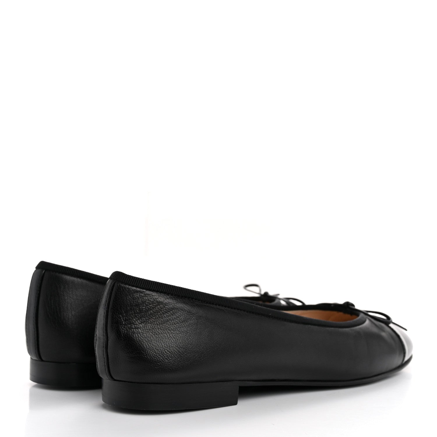Chanel Lambskin Patent Cap Toe CC Ballerina Flats 40 Black 5 of 12
