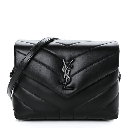 Saint Laurent Calfskin Y Quilted Monogram Monochrome Toy Loulou Crossbody Bag Black 1 of 9