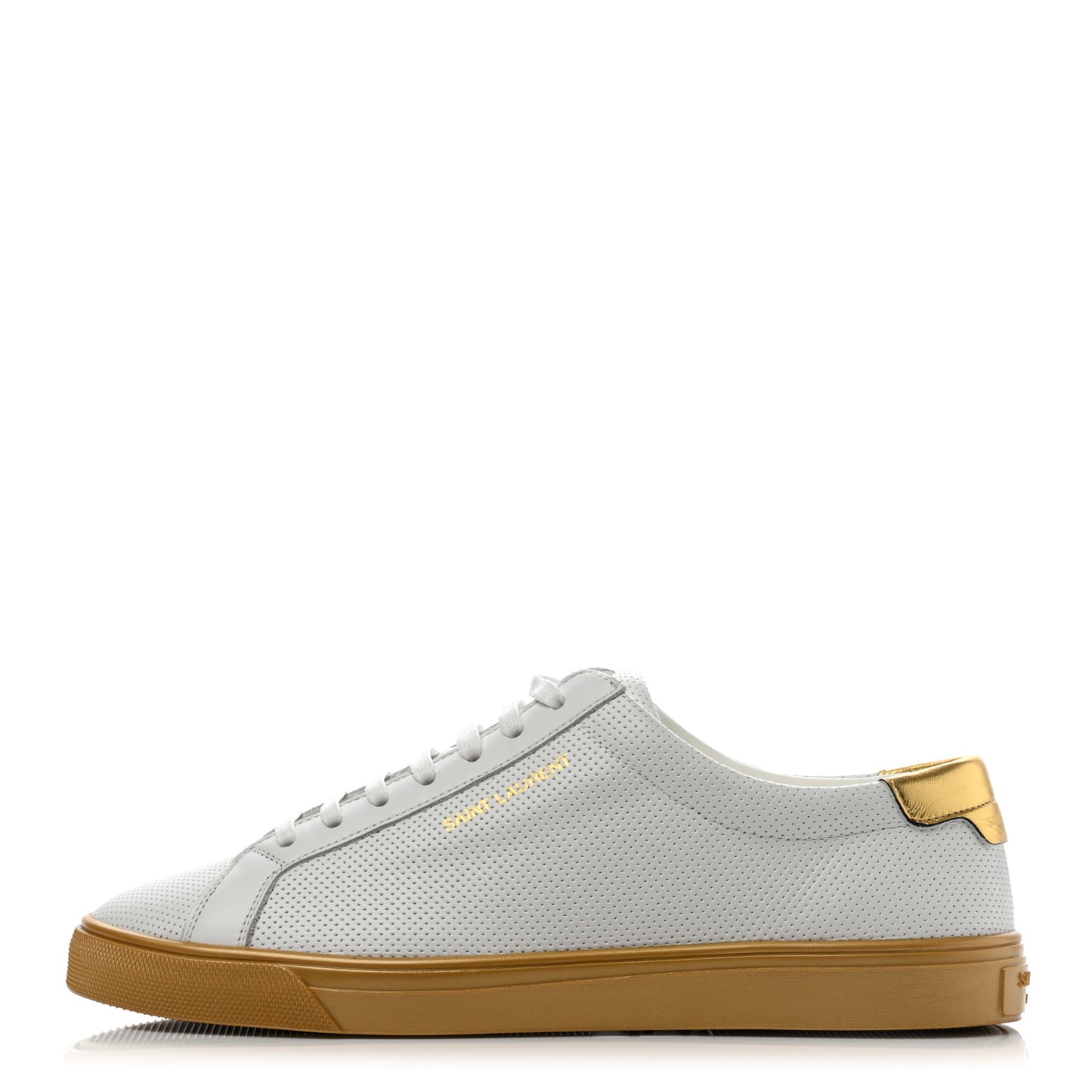 Perforated Calfskin Andy Low Top Sneakers 38 White Gold
