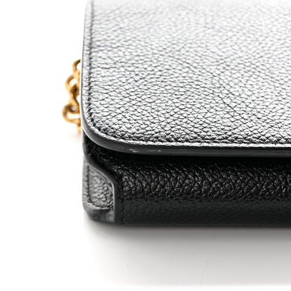 Balenciaga Grained Calfskin Logo Cash Phone Holder Wallet On Chain Black White 13 of 14