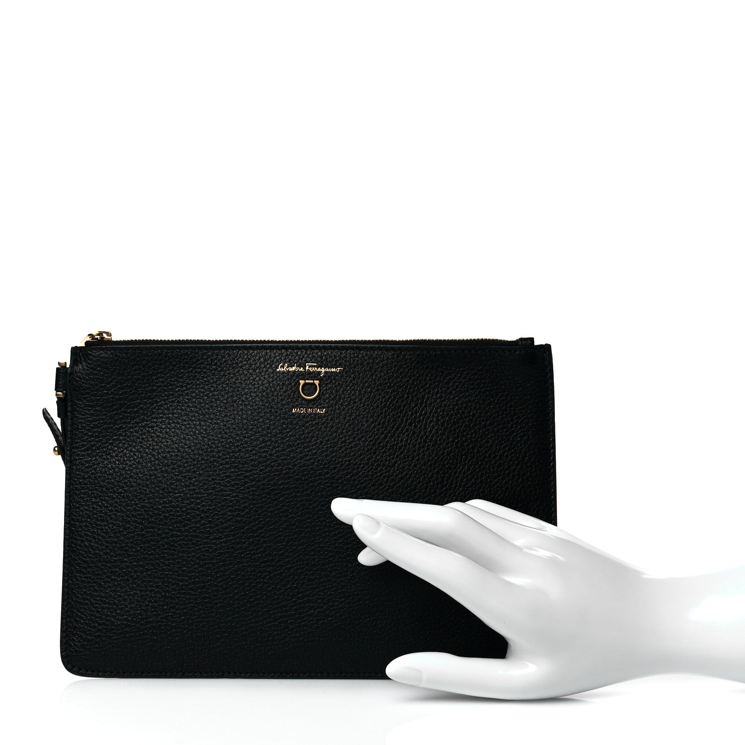 Salvatore Ferragamo Calfskin Wristlet Clutch Black 2 of 8