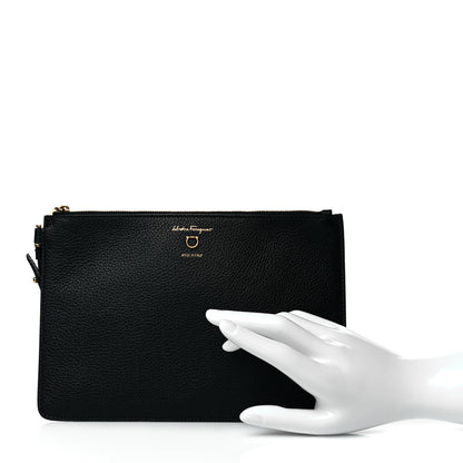 Salvatore Ferragamo Calfskin Wristlet Clutch Black 2 of 8