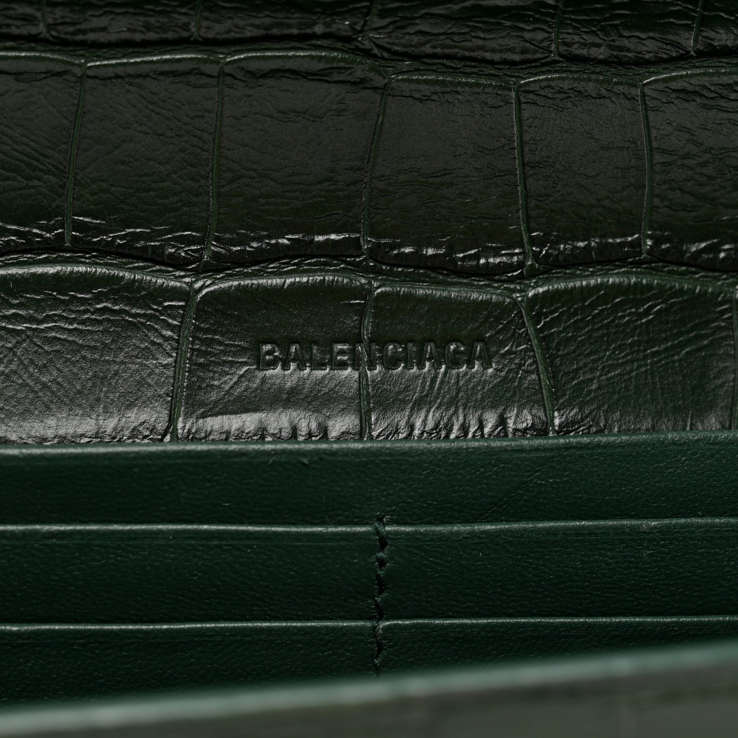 Extra Supple Calfskin Crocodile Embossed Gossip Chain Bag XS Forest Green