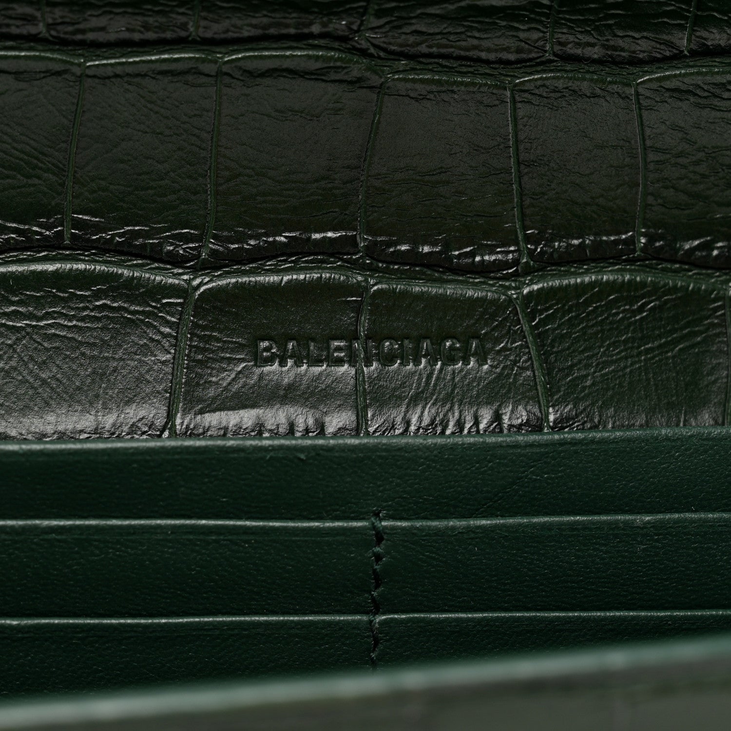 Balenciaga Extra Supple Calfskin Crocodile Embossed Gossip Chain Bag XS Forest Green 7 of 10