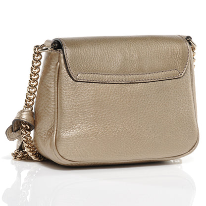 Gucci Metallic Pebbled Calfskin Small Soho Flap Crossbody Golden Beige 3 of 7