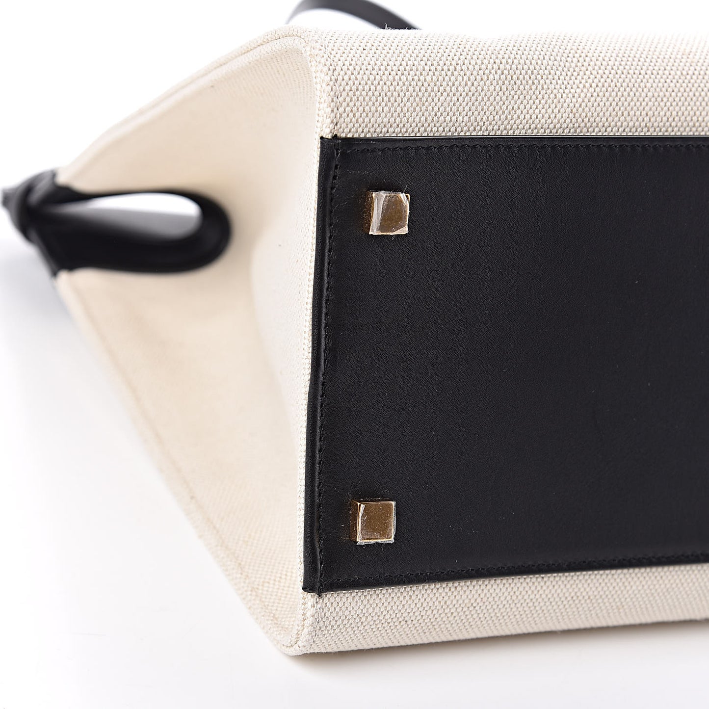 Canvas Calfskin Medium Manhattan Shopper Tote Natural Black