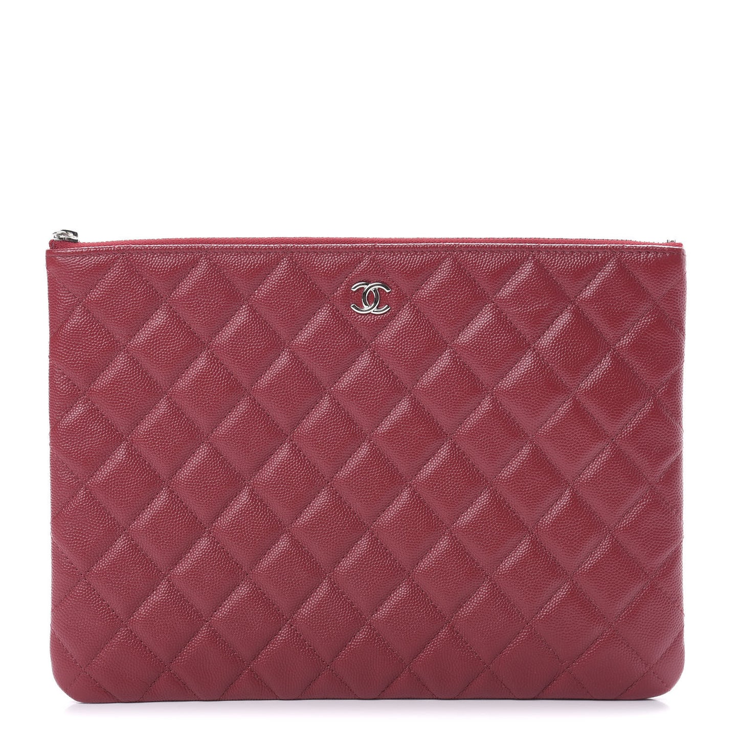 Caviar Quilted Medium Cosmetic Case Dark Red