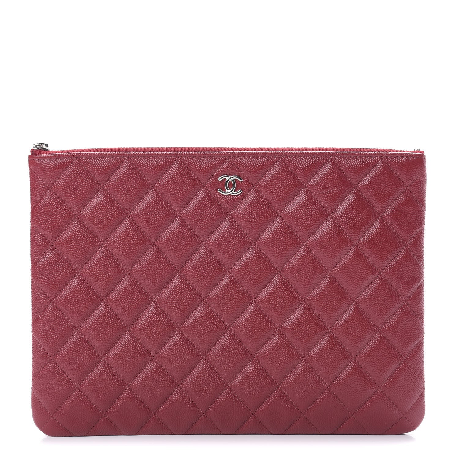 Chanel Caviar Quilted Medium Cosmetic Case Dark Red 1 of 7