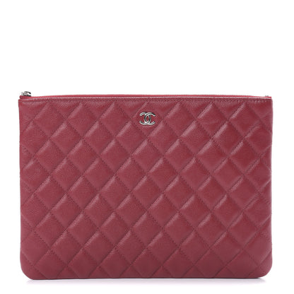 Chanel Caviar Quilted Medium Cosmetic Case Dark Red 1 of 7
