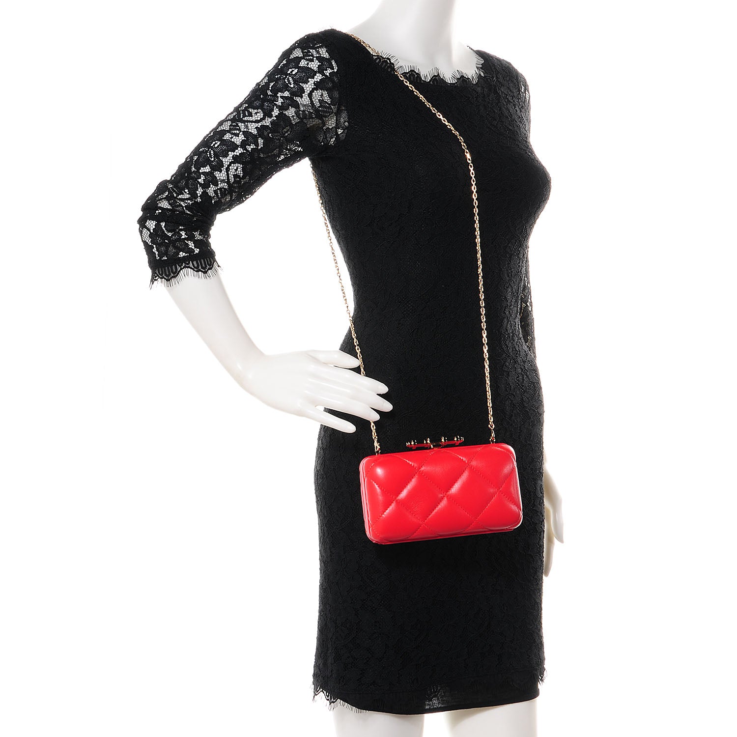 Givenchy Lambskin Quilted Obsedia Minaudiere Clutch Red 2 of 7