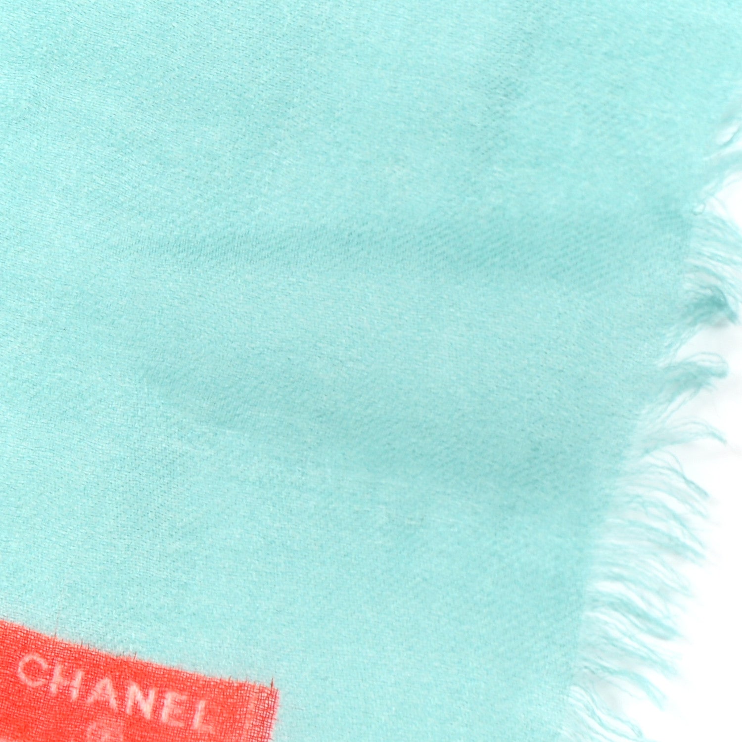 Chanel Cashmere Labels Fringe Scarf Blue Multicolor 4 of 7