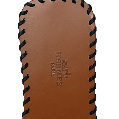 Hermes Box Calfskin Braided Oran Sandals 35.5 Black 7 of 9