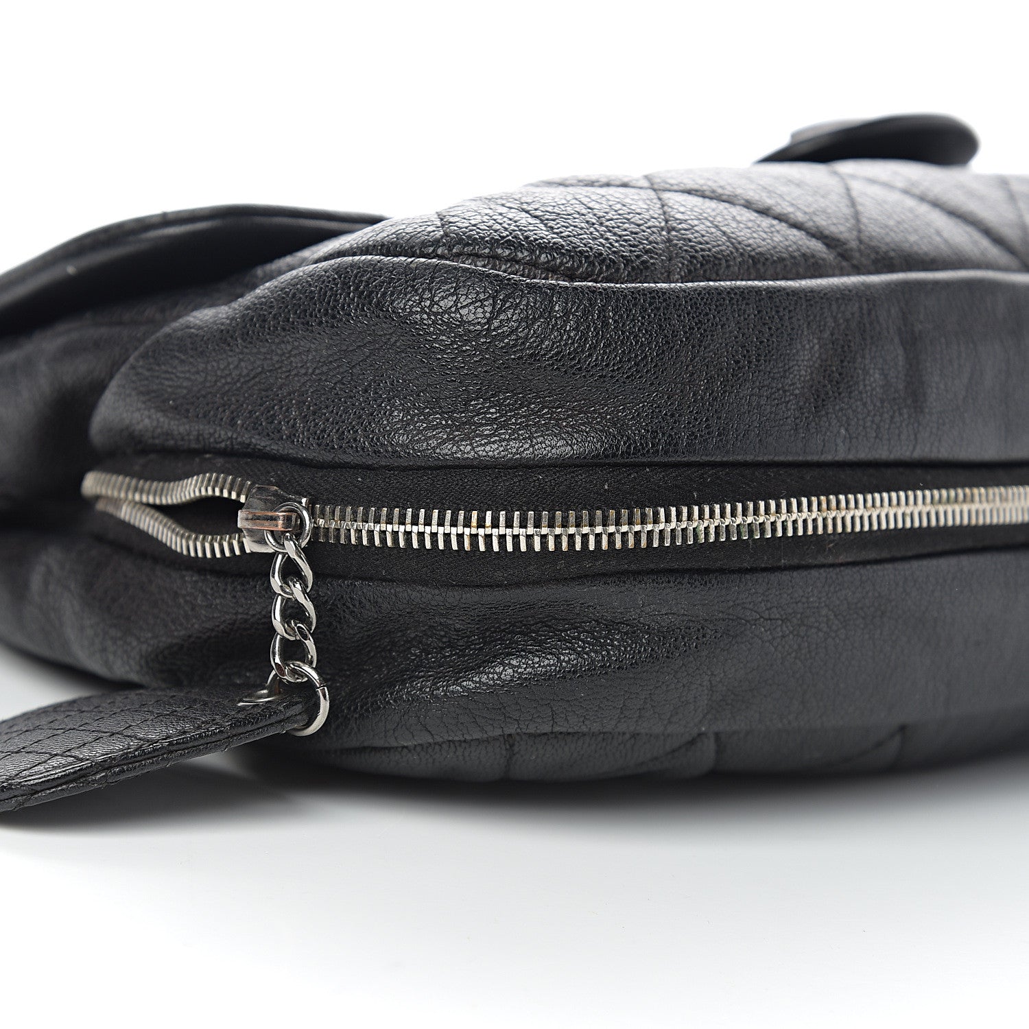 Chanel Calfskin Quilted Expandable Zip Flap Shoulder Bag Black 16 of 17