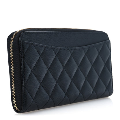 Chanel Caviar Quilted Large Gusset Zip Around Wallet Black 3 of 11