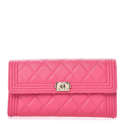 Chanel Lambskin Quilted Boy Flap Wallet Fuchsia 1 of 9