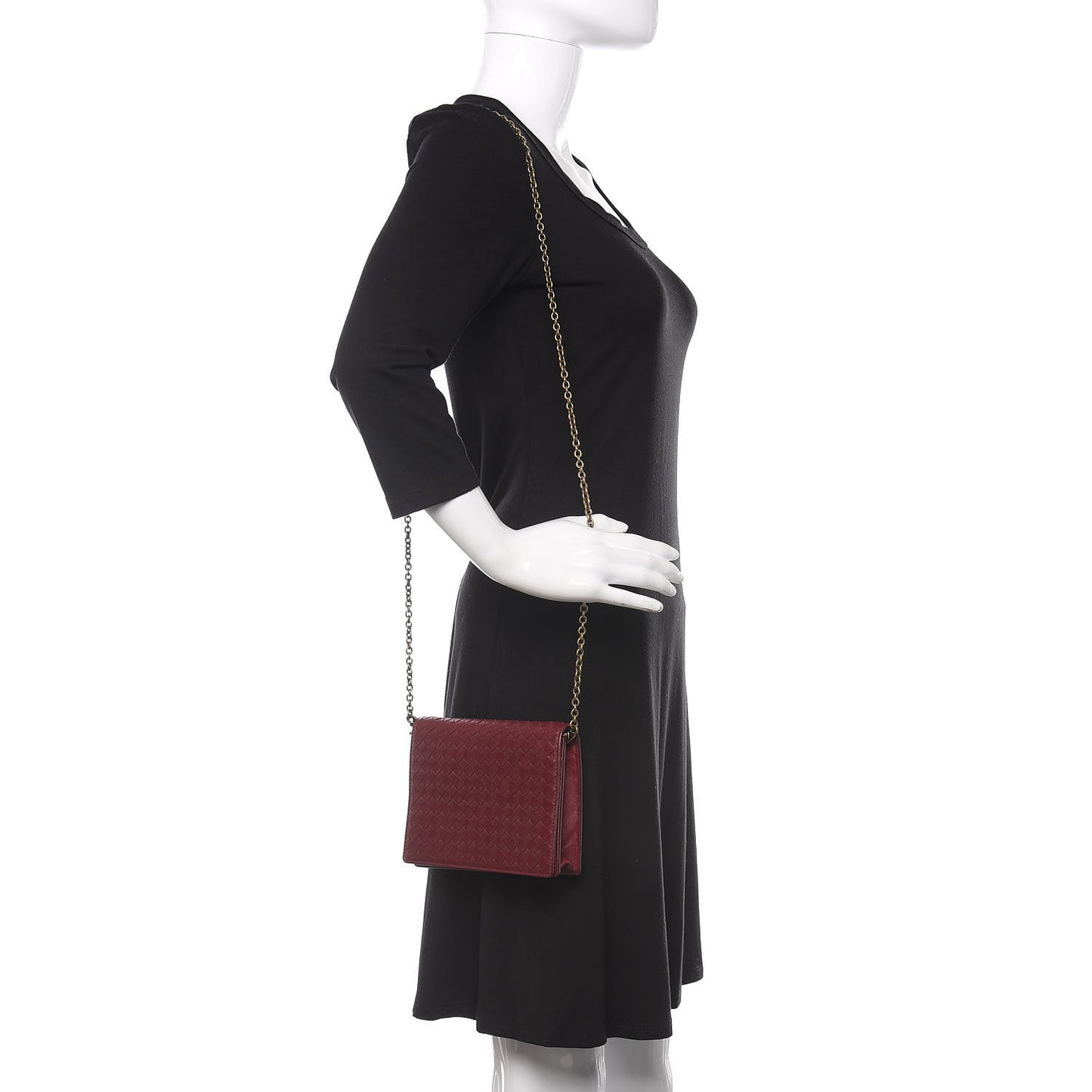 Nappa Intrecciato Chain Wallet Sienna