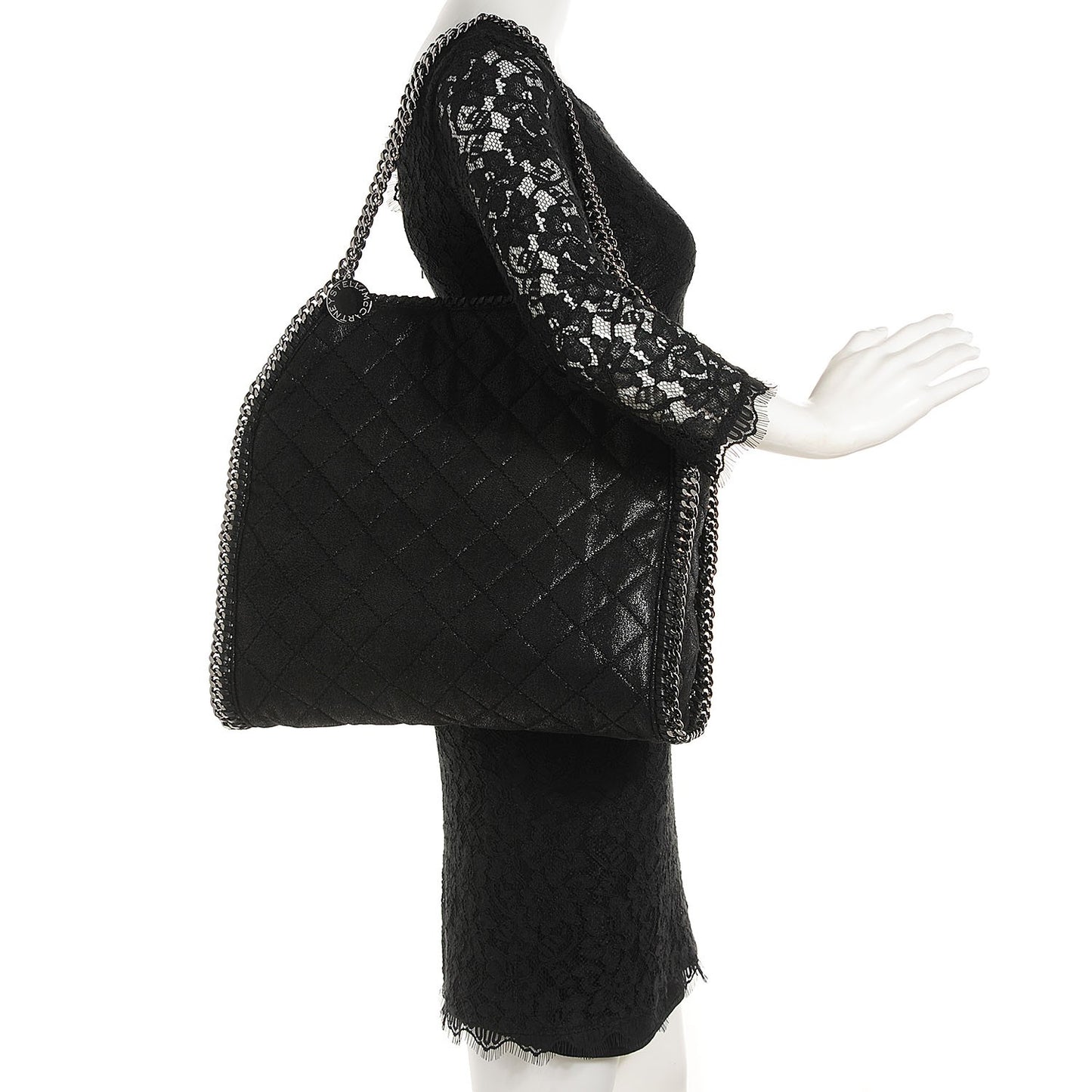 Shaggy Deer Quilted Small Falabella Tote Black