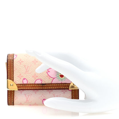 Louis Vuitton Monogram Cherry Blossom Porte-Monnaie Plat Coin Purse Pink 2 of 6