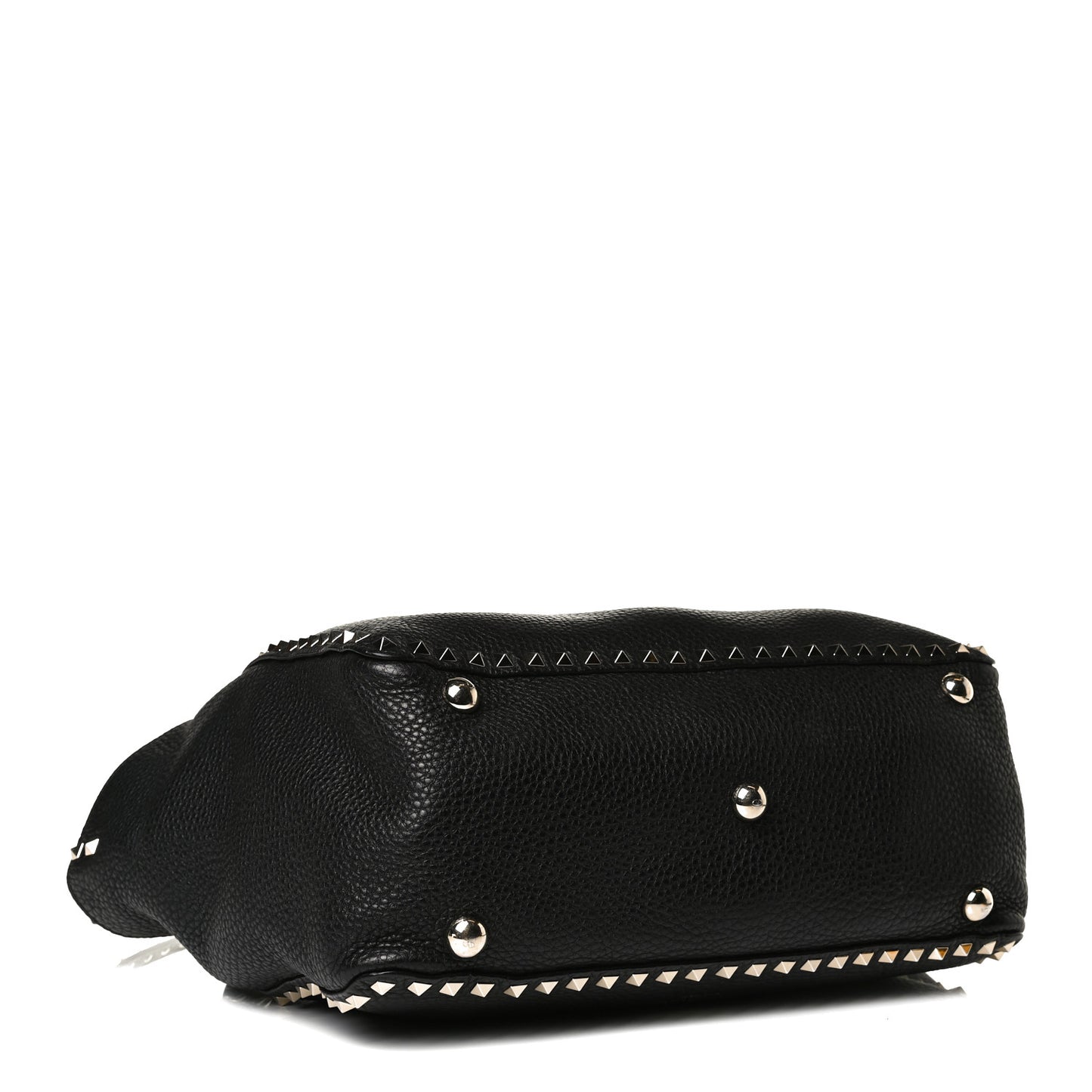 Pebbled Calfskin Medium Rockstud Tote Black