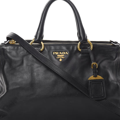 Prada Soft Calfskin Double Zip Shoulder Bag Black 11 of 19