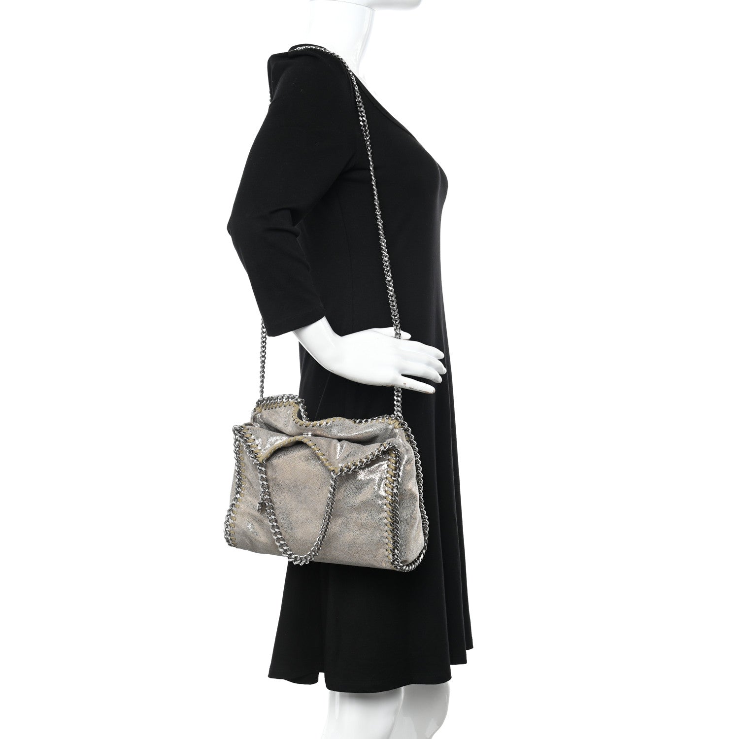 Stella McCartney Shaggy Deer Mini Falabella Tote Gold 2 of 9