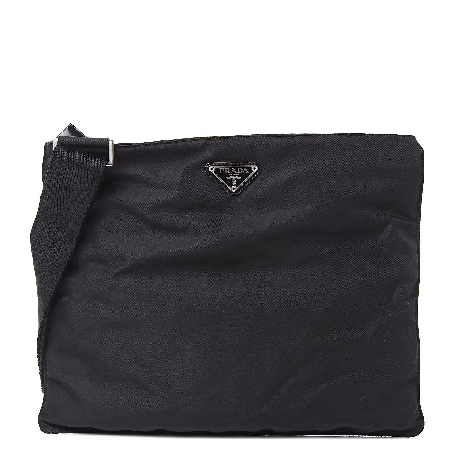 Prada Nylon Flat Messenger Bag Black 1 of 9