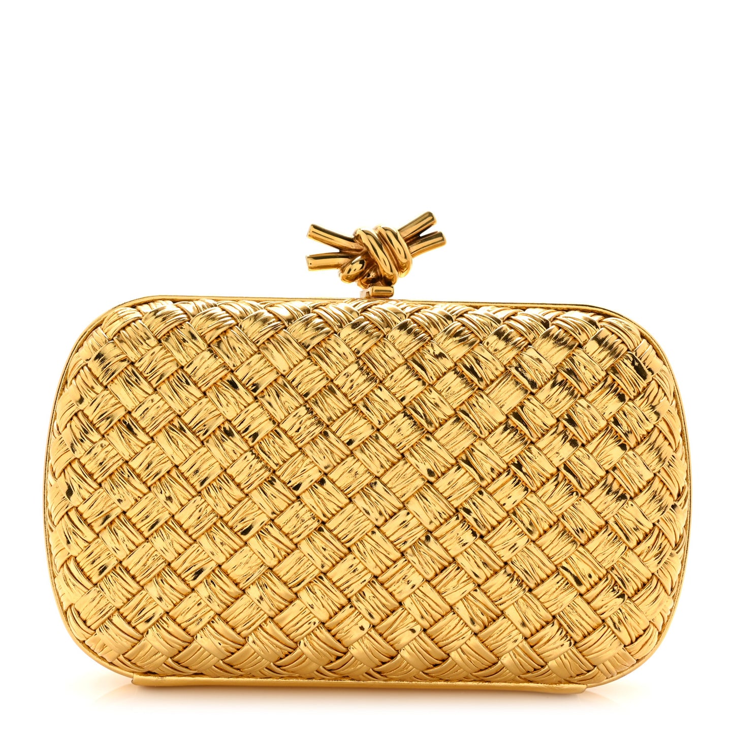 Metallic Intreccio Millefili Minaudiere Knot Clutch Gold