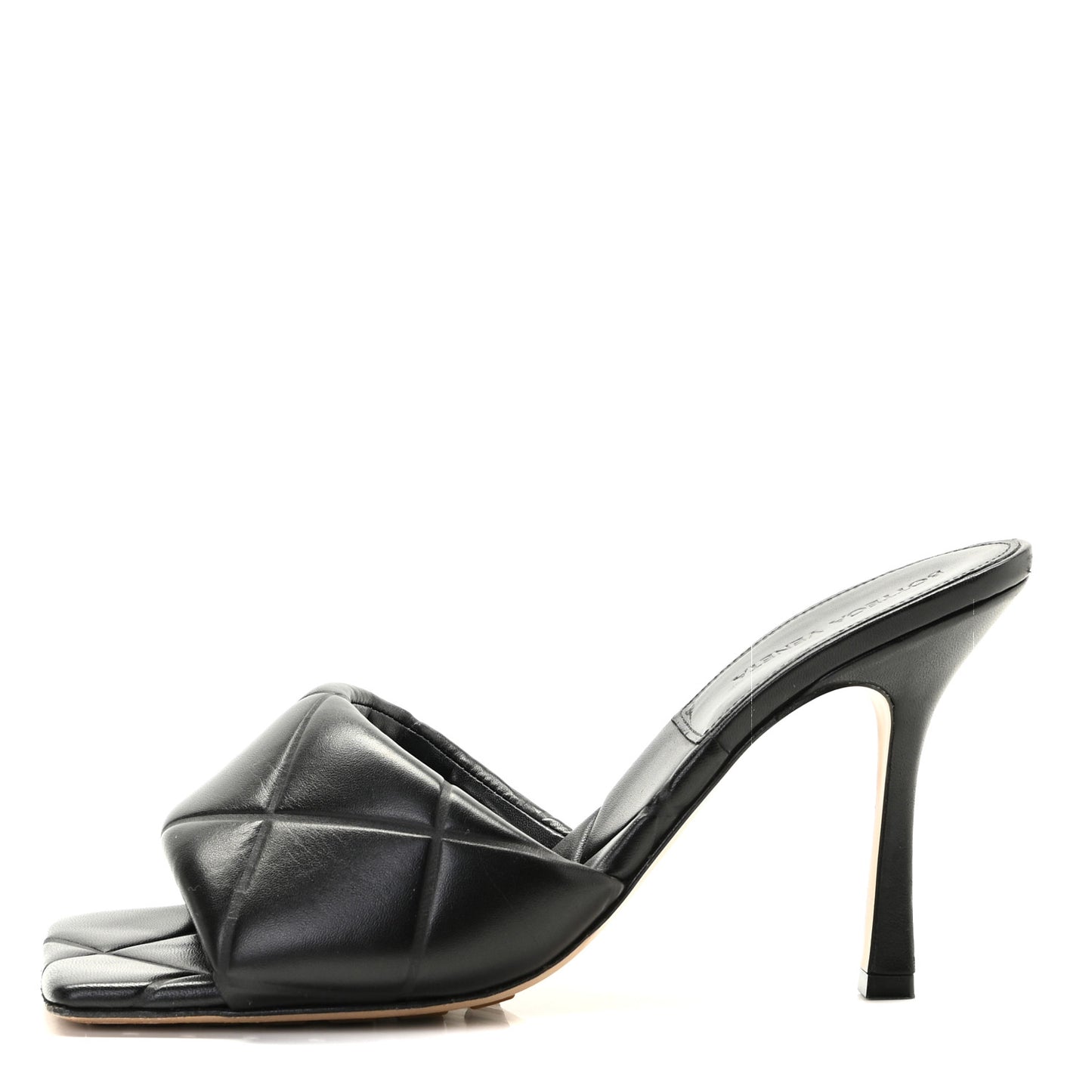 Nappa Quilted Rubber Lido Mule Sandals 41 Black
