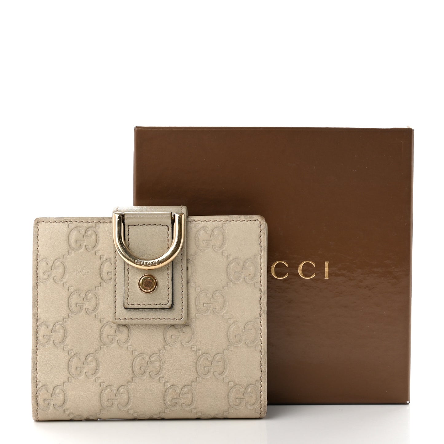 Guccissima D Ring Compact Wallet Off White