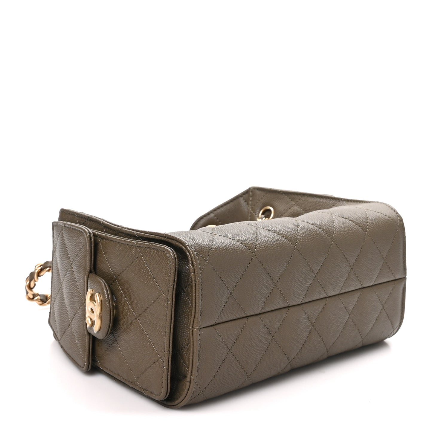 Caviar Quilted Mini Chanel 25 Handbag Dark Khaki