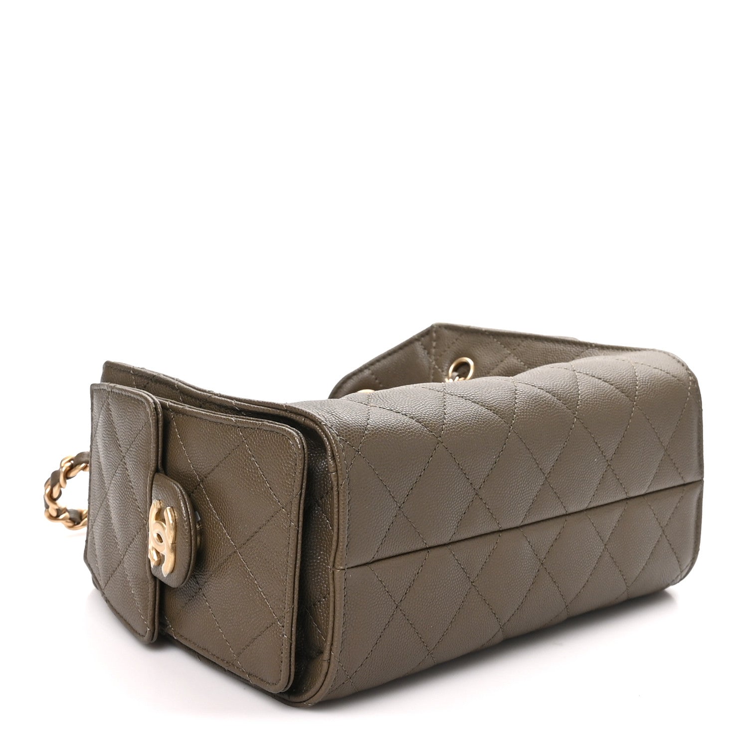 Chanel Caviar Quilted Mini Chanel 25 Handbag Dark Khaki 7 of 10